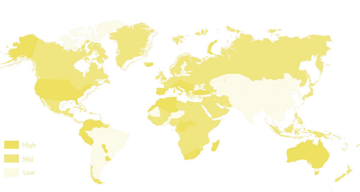 World distribution map of partners of eyelash manufacturers and shizhiyu | shizhiyu